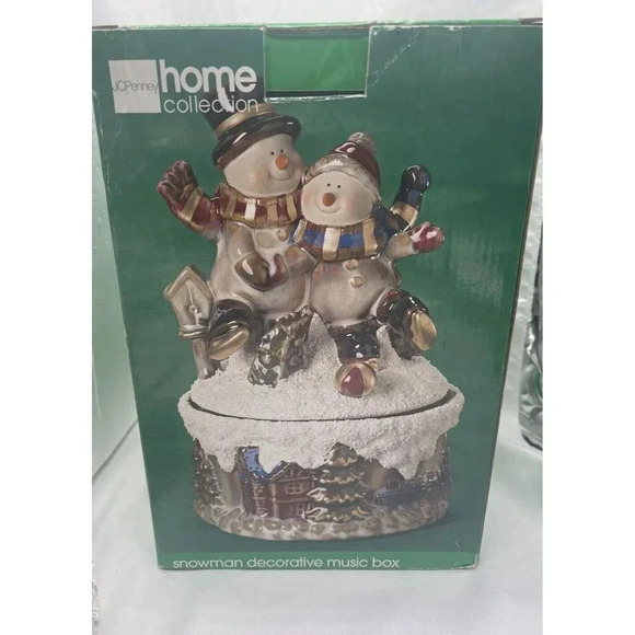 JCPenney Home Collection  SNOWMAN DECORATIVE MUSIC BOX MUSICAL  JINGLE BELLS - Picture 3 of 16